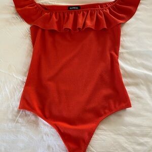 Express Orange Off-Shoulder Bodysuit